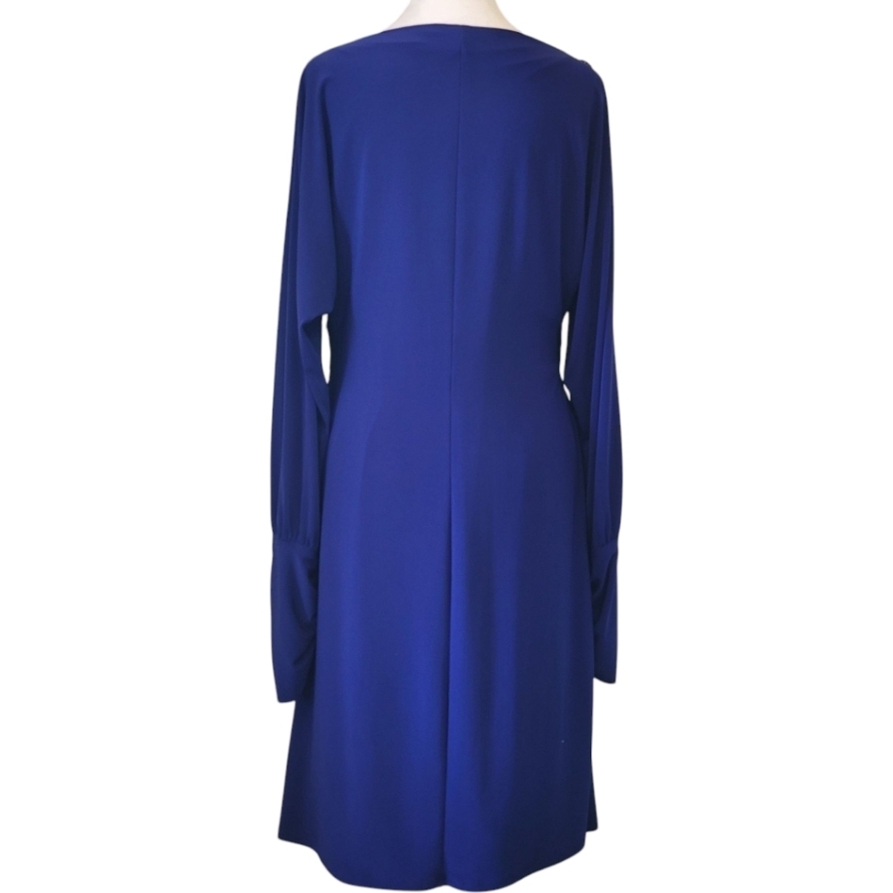 Lauren Ralph Lauren Royal Blue Long-Sleeve Ruched Sheath Dress - Picture 3 of 12